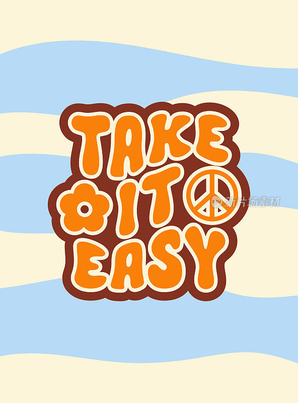 Take it easy retro hippie design illustration